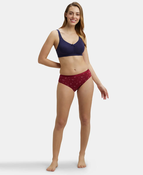 Jockey High Coverage Cotton Hipster With Ultrasoft Exposed Waistband | Dark Prints | Pack of 3