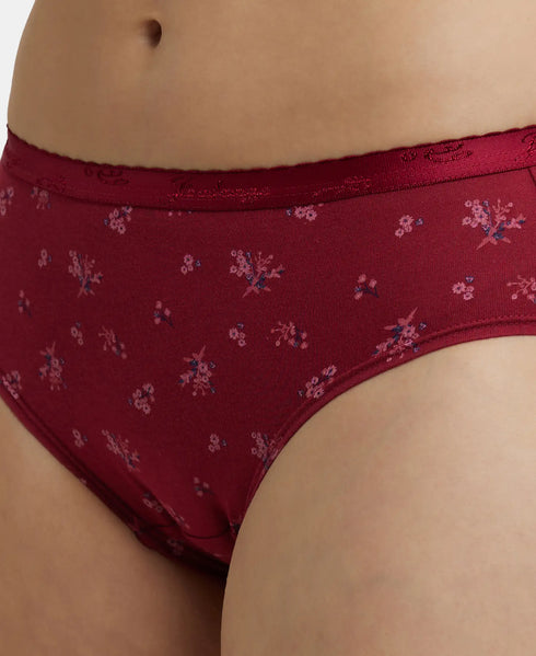 Jockey High Coverage Cotton Hipster With Ultrasoft Exposed Waistband | Dark Prints | Pack of 3