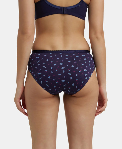 Jockey High Coverage Cotton Hipster With Ultrasoft Exposed Waistband | Dark Prints | Pack of 3