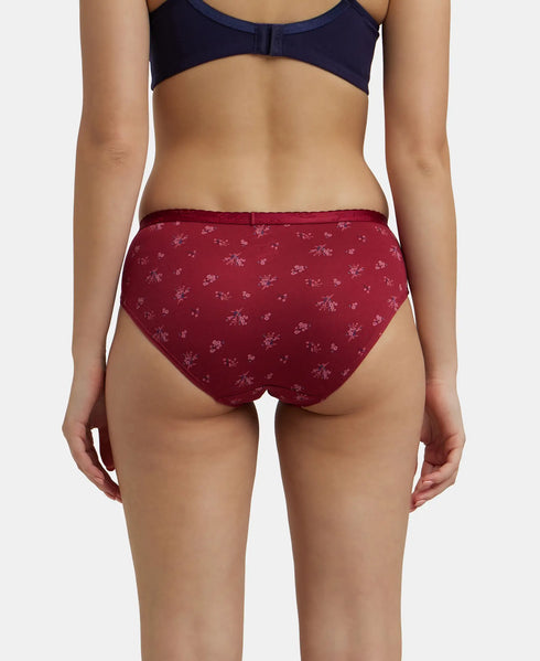 Jockey High Coverage Cotton Hipster With Ultrasoft Exposed Waistband | Dark Prints | Pack of 3