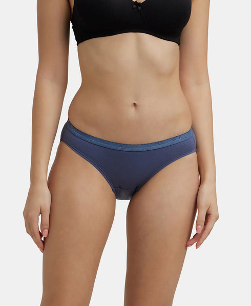 Jockey Medium Coverage Cotton Bikini With Exposed Waistband | Dark Assorted | Pack of 3