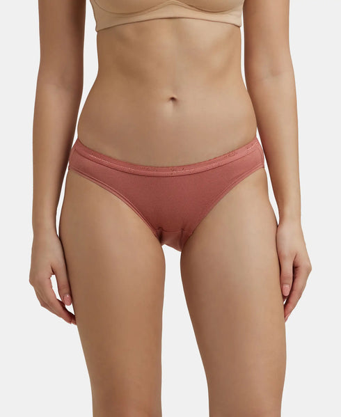 Jockey Medium Coverage Cotton Bikini With Exposed Waistband | Dark Assorted | Pack of 3
