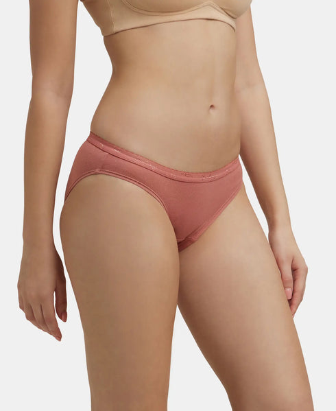 Jockey Medium Coverage Cotton Bikini With Exposed Waistband | Dark Assorted | Pack of 3