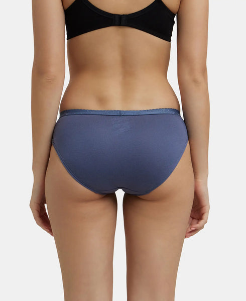 Jockey Medium Coverage Cotton Bikini With Exposed Waistband | Dark Assorted | Pack of 3