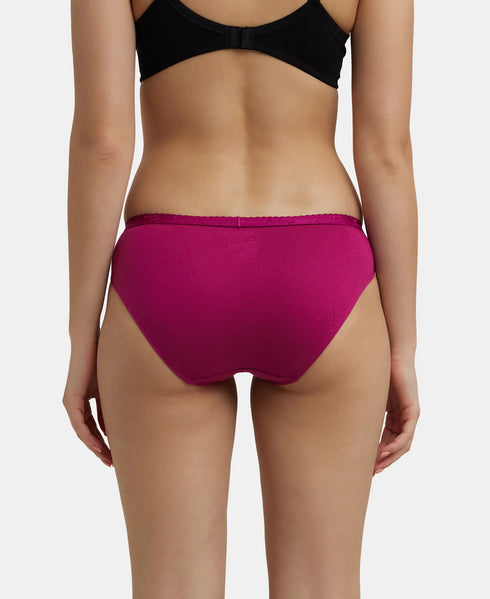 Jockey Medium Coverage Cotton Bikini With Exposed Waistband | Dark Assorted | Pack of 3