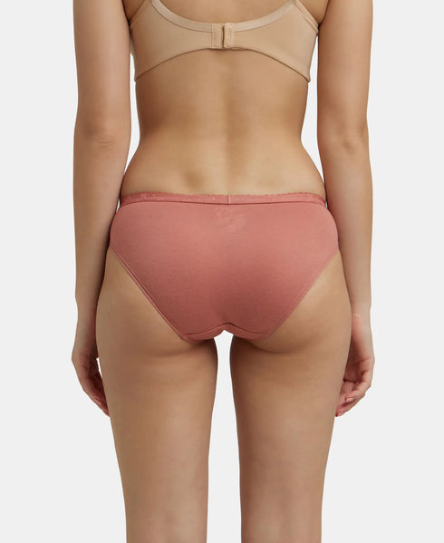 Jockey Medium Coverage Cotton Bikini With Exposed Waistband | Dark Assorted | Pack of 3
