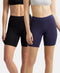 Jockey High Coverage Cotton Shorties With Concealed Waistband | Black & Classic Navy | Pack of 2