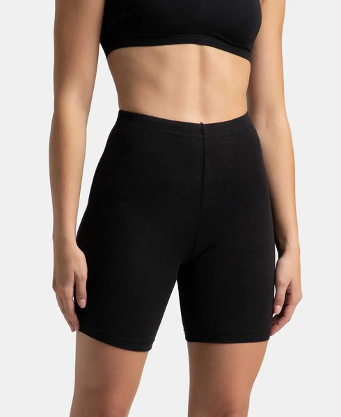 Jockey High Coverage Cotton Shorties With Concealed Waistband | Black