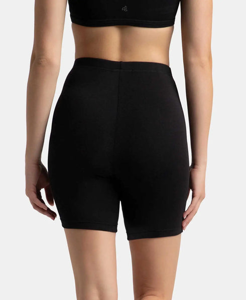 Jockey High Coverage Cotton Shorties With Concealed Waistband | Black