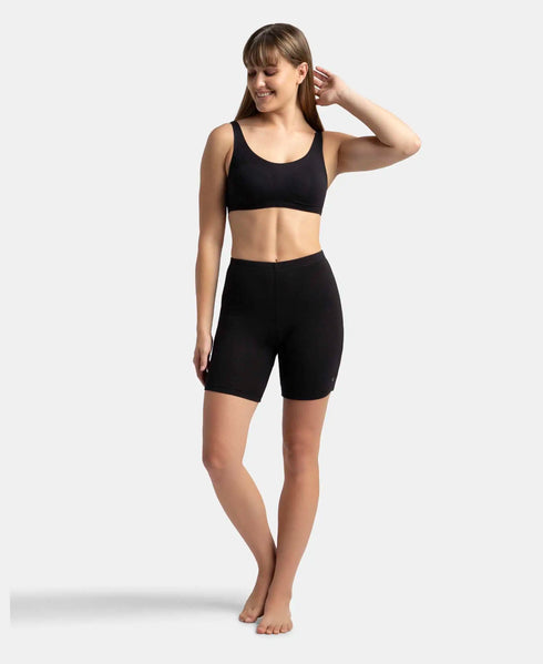 Jockey High Coverage Cotton Shorties With Concealed Waistband | Black