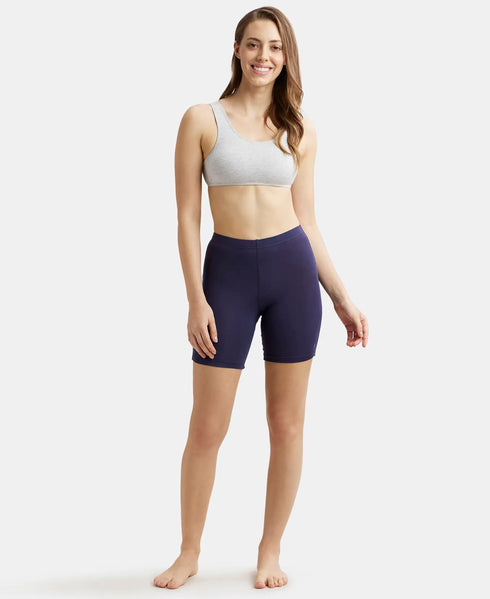 Jockey High Coverage Cotton Shorties With Concealed Waistband | Black & Classic Navy | Pack of 2