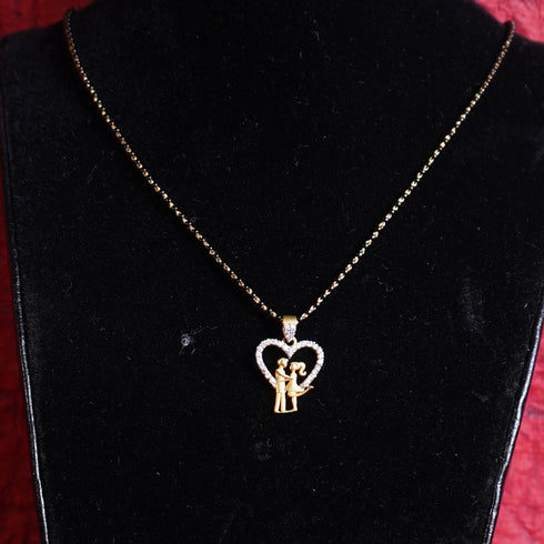22 Carat Gold Black Beads With Couple With Heart Locket Type Mangalsutra 5.32g by Mahita Collections