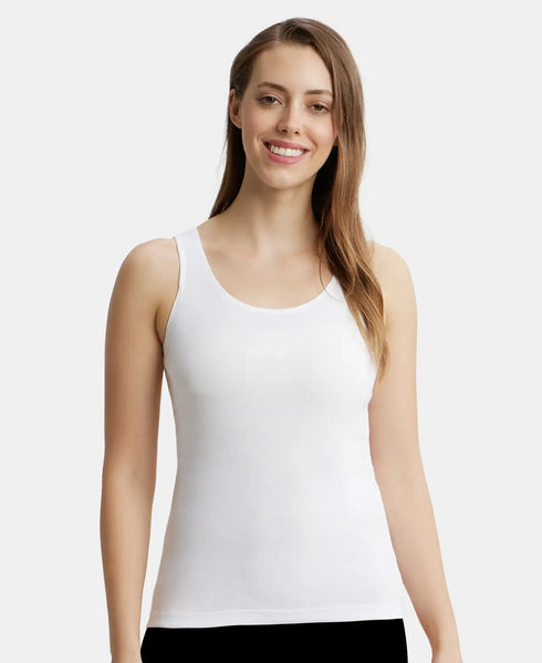 Jockey Women Super Combed Cotton Rib Fabric Inner Tank Top | White