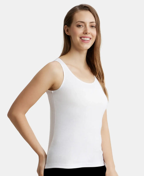 Jockey Women Super Combed Cotton Rib Fabric Inner Tank Top | White