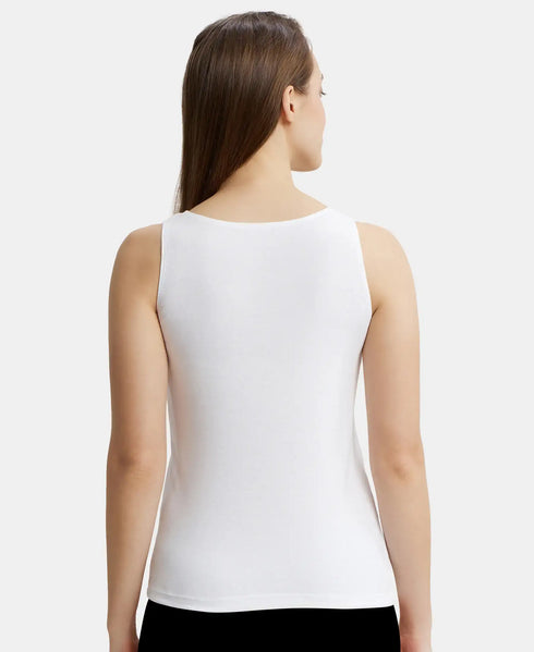 Jockey Women Super Combed Cotton Rib Fabric Inner Tank Top | White