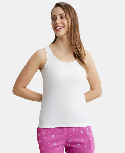 Jockey Women Super Combed Cotton Rib Fabric Inner Tank Top | White