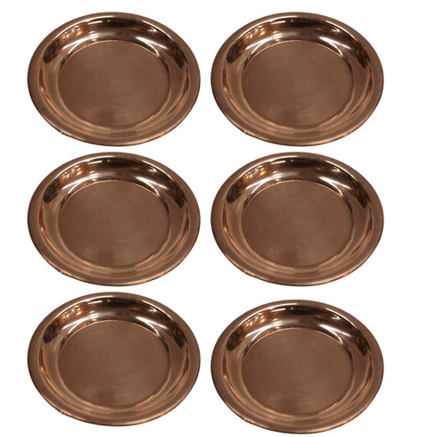 Copper Small Pooja Plate 13g Pack of 6