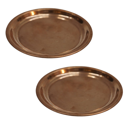 Copper Pooja Thali Plate 23g Pack of 2