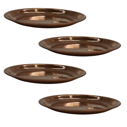 Copper Thali Plate for Pooja 23g Pack of 4