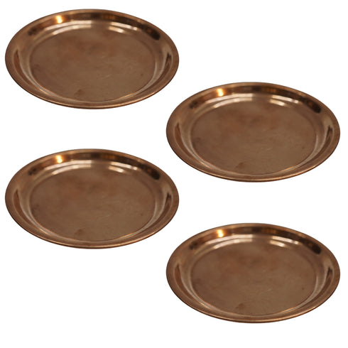 Copper Thali Plate for Pooja 23g Pack of 4