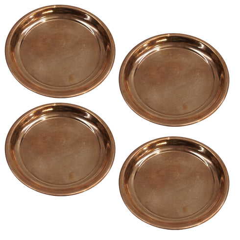 Copper Thali Plate for Pooja 23g Pack of 4