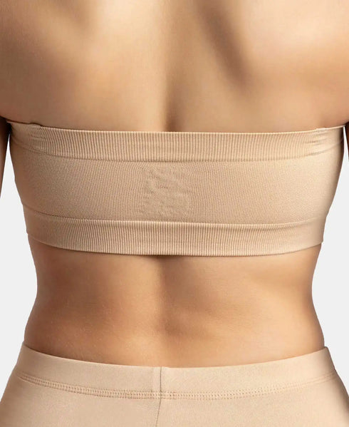 Jockey Wirefree Padded Micro Touch Nylon Stretch Bandeau Bra with Removable Pads and Detachable Transparent Straps - Light Skin