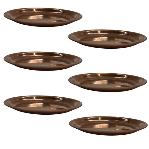 Copper Thali Plate for Pooja 23g Pack of 6
