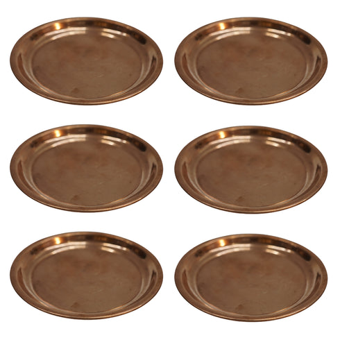 Copper Thali Plate for Pooja 23g Pack of 6
