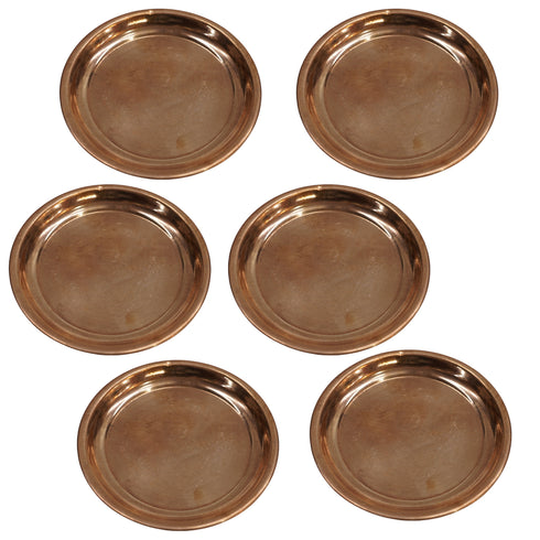 Copper Thali Plate for Pooja 23g Pack of 6