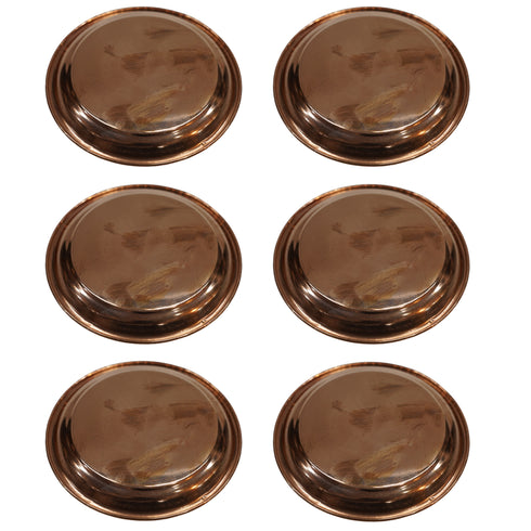 Copper Thali Plate for Pooja 23g Pack of 6