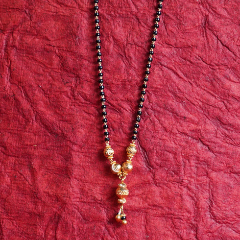 22 Carat Gold Black Beads With Latkan Pendant Mangalsutra 7.64g by Mahita Collections