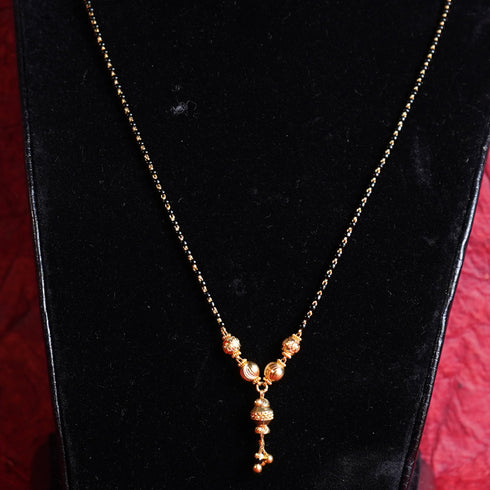 22 Carat Gold Black Beads With Latkan Pendant Mangalsutra 7.64g by Mahita Collections