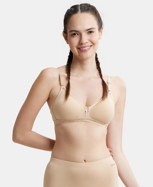 Jockey Wirefree Non Padded Cotton Stretch Everyday Bra with Ultrasoft and Durable Underband - Skin