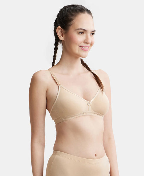 Jockey Wirefree Non Padded Cotton Stretch Everyday Bra with Ultrasoft and Durable Underband - Skin