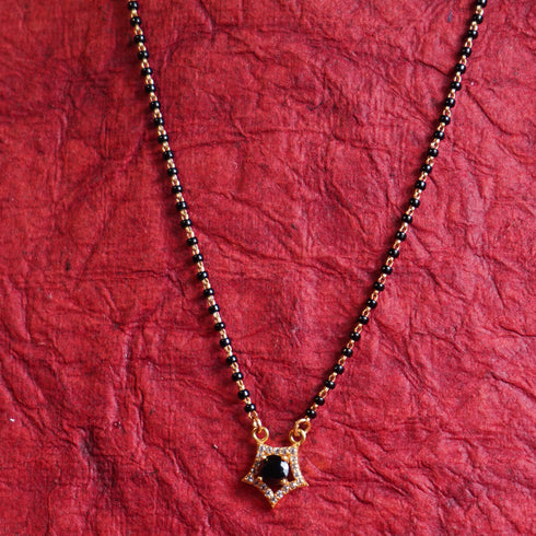 22 Carat Gold Black Beads With Star Shaped Locket Type Mangalsutra 5.5g by Mahita Collections