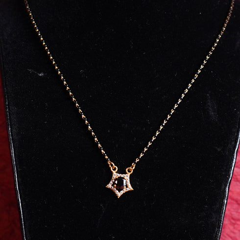 22 Carat Gold Black Beads With Star Shaped Locket Type Mangalsutra 5.5g by Mahita Collections