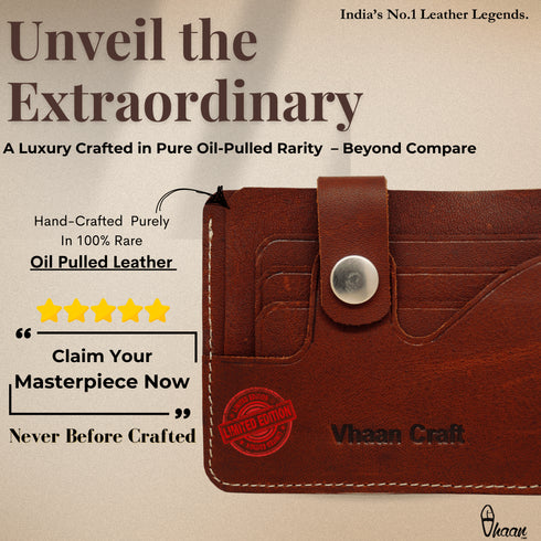 Vhaan Ethnic Craft Vhaan's Heritage Oil Pulled Up Leather Card Holder Maroon shade