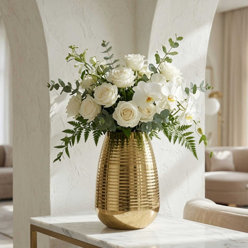 Behoma Ribbed Vase – Gold