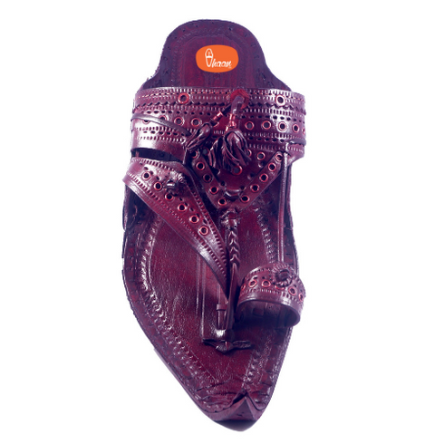 Vhaanfootwear Royal Maharaja Prestigious Antique Designed Shahu Kolhapuri Chappal For Men Red