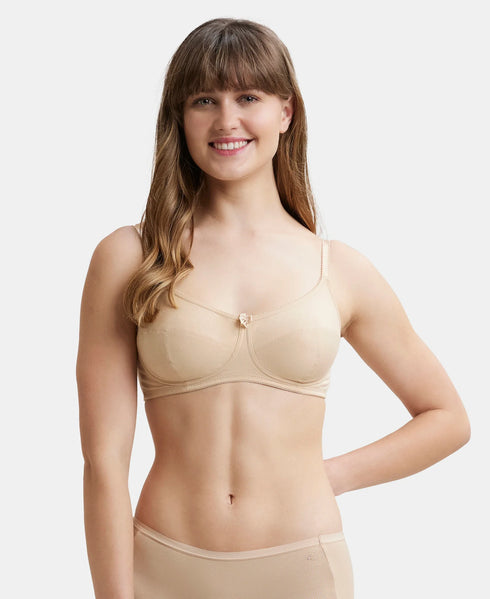 Jockey Wirefree Non Padded Cotton Stretch Full Coverage Everyday Bra with Soft Adjustable Straps - Skin