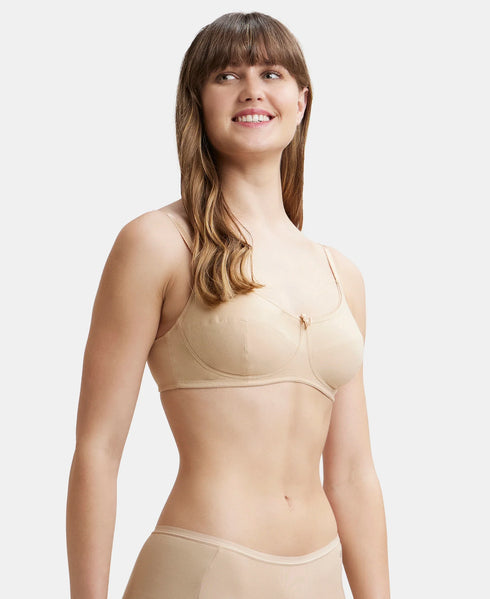 Jockey Wirefree Non Padded Cotton Stretch Full Coverage Everyday Bra with Soft Adjustable Straps - Skin