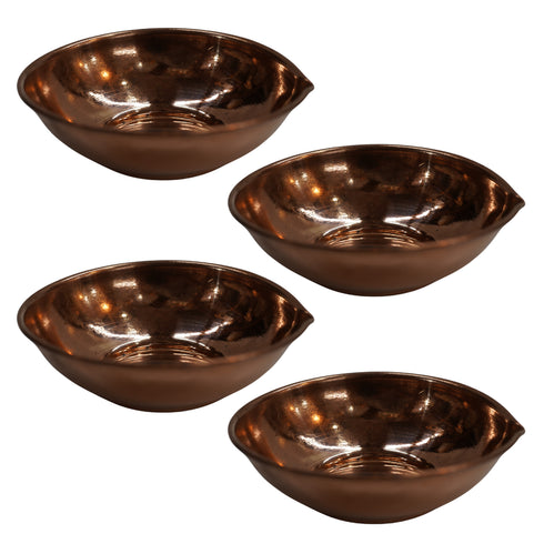 Handmade Copper Pooja Diya 53g Pack of 4