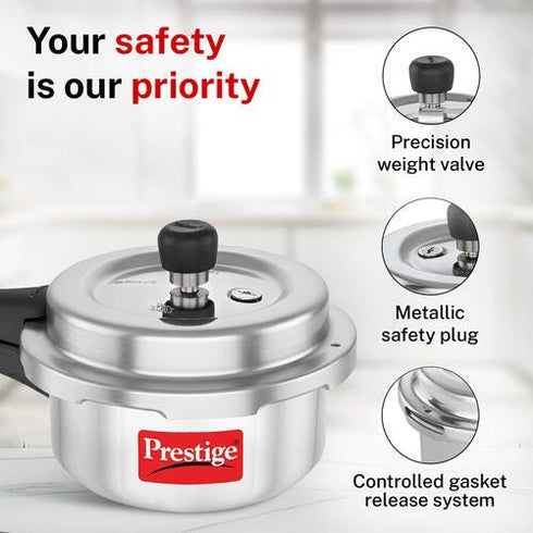 Prestige Popular Plus Svachh Virgin Aluminium Spillage Control Pressure Cooker 2 L Silver