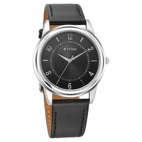 Titan Karishma Zing Quartz Analog Black Dial Leather Strap Watch