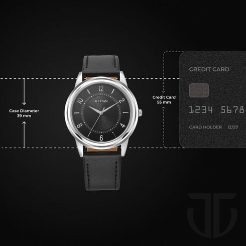 Titan Karishma Zing Quartz Analog Black Dial Leather Strap Watch