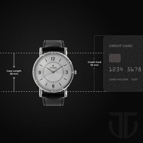Titan Quartz Analog Silver Dial Leather Strap Watch for Men
