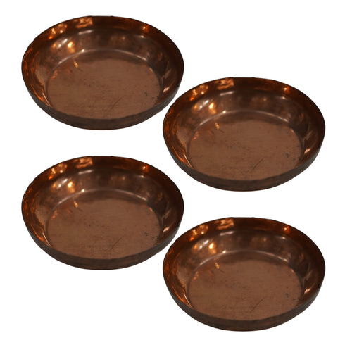 Handmade Copper Pooja Diya 18g Pack of 4