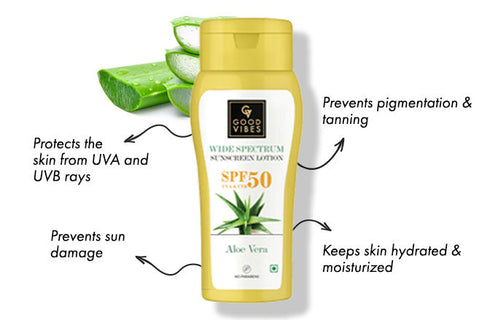 Good Vibes Aloe Vera Wide Spectrum Sunscreen Lotion SPF 50 120ml