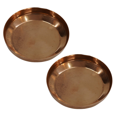 Handmade Copper Pooja plate 36g Pack of 2