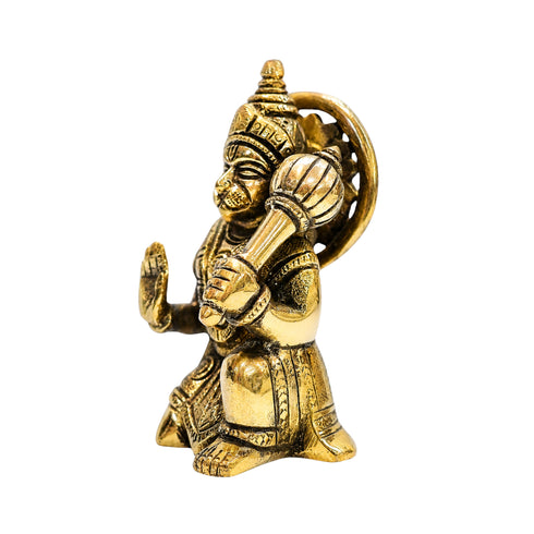 Brass Sitting Hanuman Ji Devotional Idol 486g